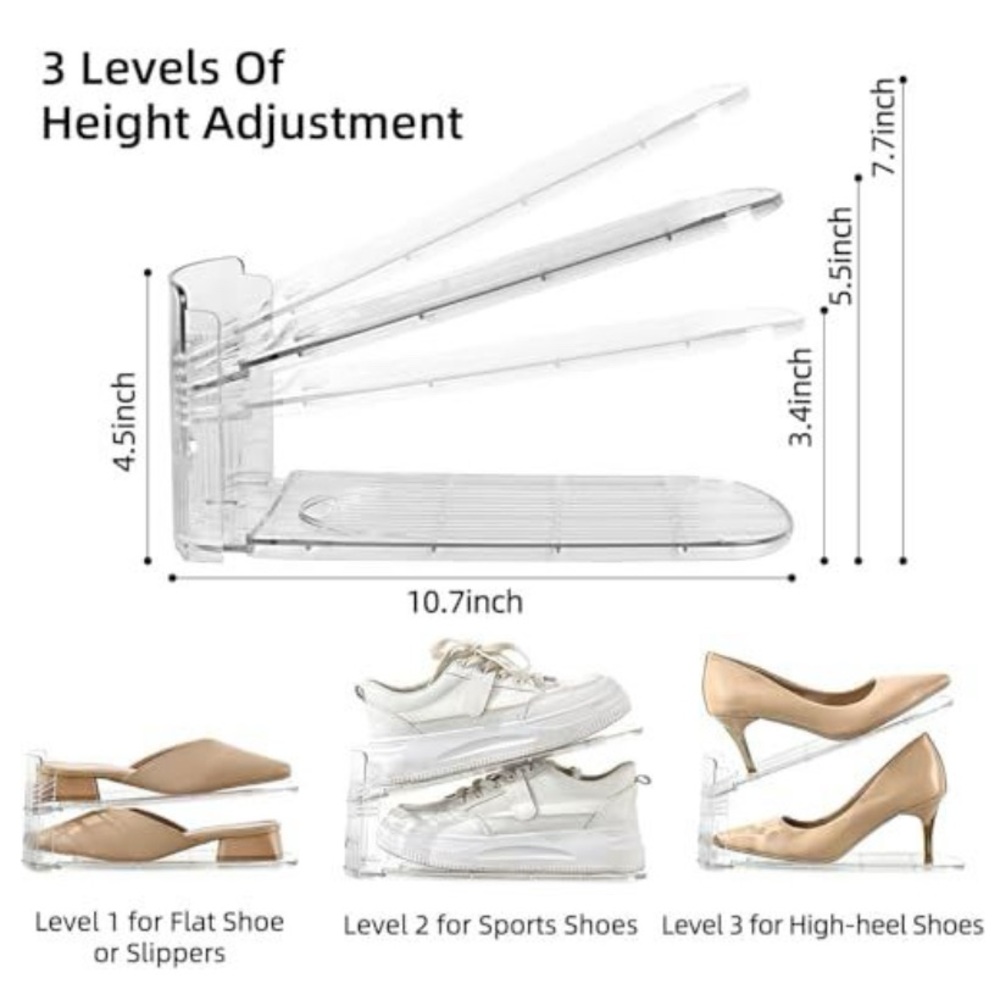 Adjustable Shoe Display Organizer for Women - Clear
